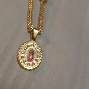 14kt gold dipped necklace with virgin Mary pendant